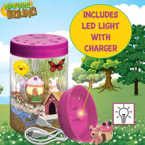 Miniatura 7 de Nature Bound Kit de terrario iluminado con luz LED para niños, incluye tema de animales de cachorro, kit de ciencia STEM para niños y niñas, regalos