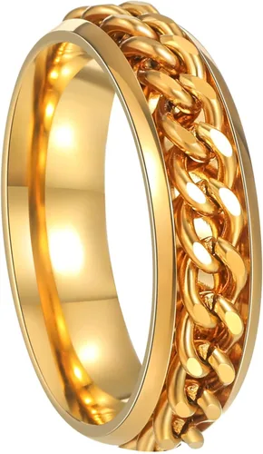 Miniatura 122 de Anillos giratorios para la ansiedad para hombre, anillos clásicos de cadena para mujeres y adultos, anillo de acero de titanio