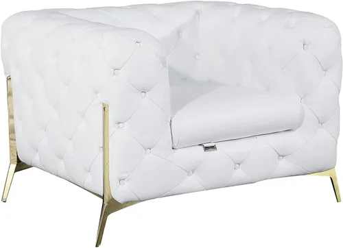 Miniatura 45 de Blackjack Furniture Modena - Moderno juego de sofá de 3 piezas de cuero italiano de grano superior, elegante diseño copetudo y patas de acero Beige