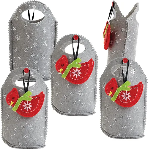 Miniatura 7 de Cardinal Ornament - Bolsas de fieltro de Navidad – Juego de 5 bolsas de regalo para niños, fiestas de vacaciones, decoración de profesores