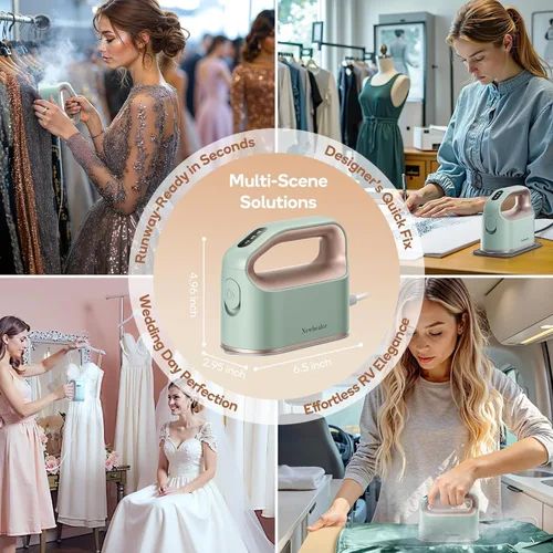 Miniatura 8 de Newbealer Plancha de vapor inteligente para ropa, 1200 W, turboalimentada de grado profesional, 3 modos de vapor y 3 modos de calor seco, Verde menta