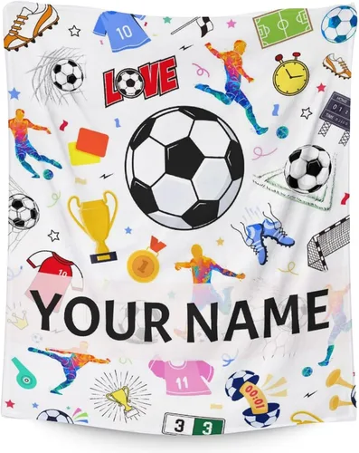 Miniatura 26 de Manta de fútbol para niños y niñas, tamaño regazo de 30 x 40 pulgadas, manta suave y acogedora, regalo para equipo de fútbol, manta deportiva azul