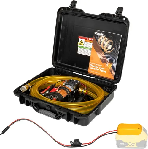 Miniatura 9 de Kit de bomba de transferencia de combustible Steauty 12V 75W, mueve hasta 110 galones de gasolina o diésel por hora, con tubo de combustible de alta