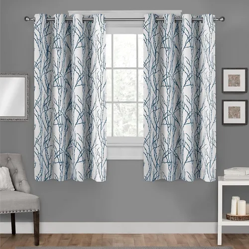 Miniatura 25 de Exclusive Home Branches - Par de paneles de cortinas de mezcla de lino con ojales, 54 x 84 pulgadas, negro