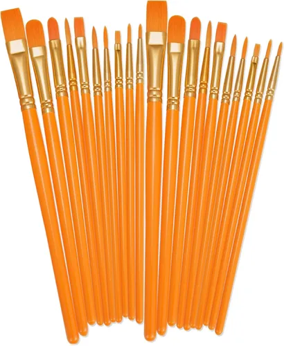 Miniatura 20 de BOSOBO Juego de 6 pinceles de pintura, 60 pinceles de punta redonda puntiaguda, pinceles de nailon para artistas del cabello acrílicos para aceite