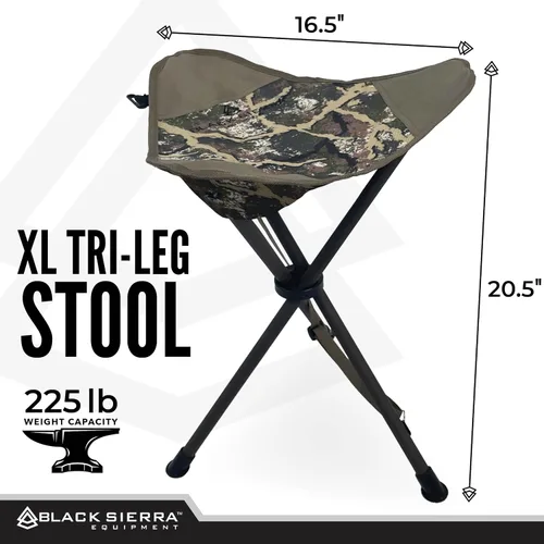 Miniatura 2 de Black Sierra Taburete plegable de caza con correa para el hombro, asiento de trípode plegable ligero, marco de acero soporta 225 libras, silla Canela