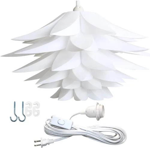 Miniatura 9 de Colgante de techo de 20 pulgadas (19.7 in) DIY IQ Rompecabezas de flor de loto kit de pantalla con cable colgante de 15 pies (amarillo)