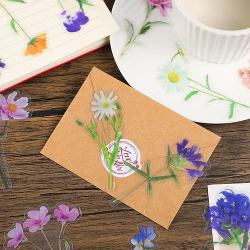 Miniatura 5 de 160 piezas de calcomanías de flores naturales para álbumes de recortes, calcomanías autoadhesivas para álbumes de recortes, suministros para diario