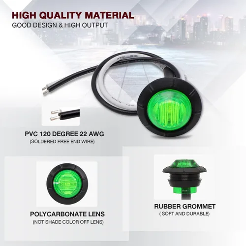 Miniatura 3 de TMH 100 luces indicadoras laterales redondas de 3/4 pulgadas, 3 luces LED de 12 V CC (verde (100 unidades)