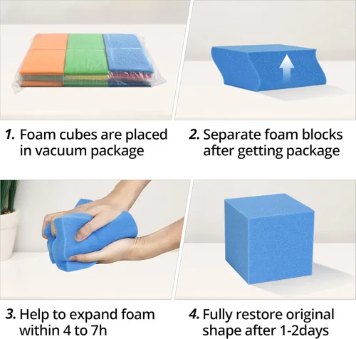 Miniatura 6 de Cubos de espuma de alta calidad, 144 piezas, 5.9 x 5.9 x 5.9 pulgadas, coloridos, ignífugos para arenas de trampolín, gimnasia, parkour, parques
