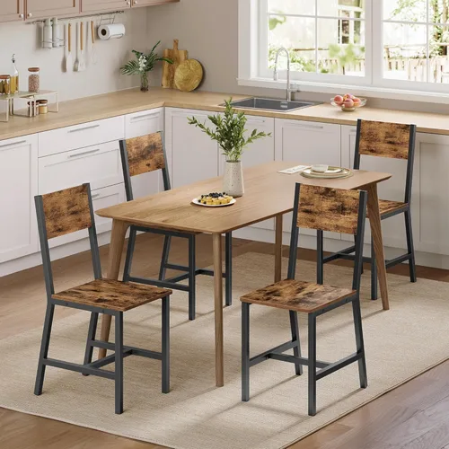Miniatura 12 de VASAGLE Juego de 6 sillas de comedor, sillas de cocina de madera con estructura de acero, fácil de montar, asiento cómodo, silla moderna