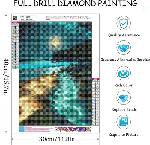 Miniatura 4 de Kits de arte de diamantes para adultos, kits de pintura de diamantes para hombres, paquete múltiple de paisaje, luna, arte moderno de diamantes