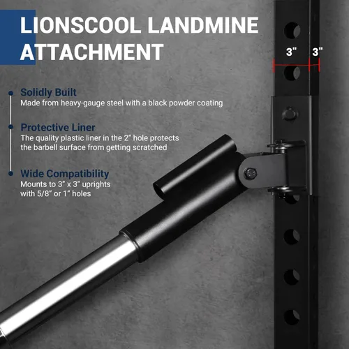 Miniatura 2 de LIONSCOOL Power Rack Landmine Attachments, Ultra-Durable T-Bar Row Attachments with Wide Compatibility for Full-Body Workout in Home Gym
