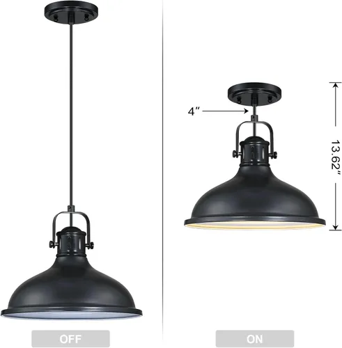 Miniatura 2 de Paquete de 3 lámparas colgantes industriales vintage, lámparas de araña de metal, acabado negro, lámpara de techo para cocina, hogar, isla, comedor