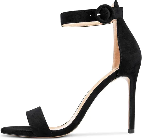 Miniatura 3 de Castamere Sandalias de tacón alto para mujer, con hebilla y correa al tobillo, puntera abierta, sandalias básicas de tacón de aguja de 3.9 in