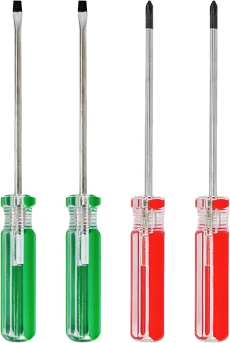 Juego de 4 destornilladores magnéticos de 0.118 pulgadas, puntas Phillips y puntas de cabeza ranuradas con eje de acero de 3 pulgadas, herramientas