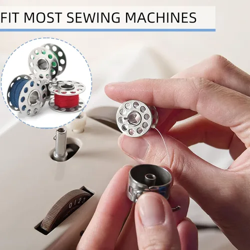 Miniatura 6 de 25 bobinas de metal, bobinas para máquina de coser, accesorios para máquina de coser, con caja de almacenamiento, bobinas de clase 15, adecuadas