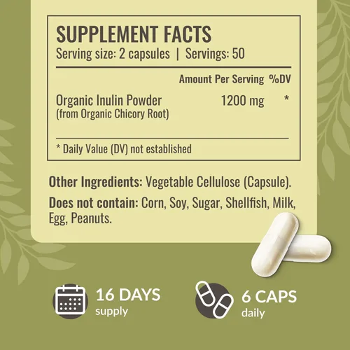 Miniatura 3 de HERBAMAMA Cápsulas en polvo de inulina de 1200 mg – Apoyo digestivo y limpieza intestinal con fibra prebiótica de inulina – Suplemento en polvo
