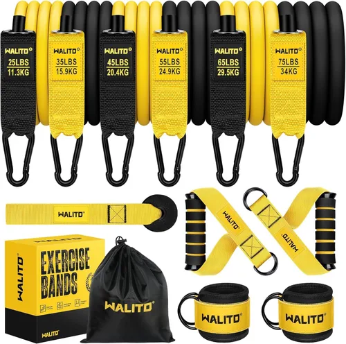 WALITO - Juego de bandas de resistencia con asas, anclaje de puerta, correas de tobillo para piernas, para entrenamiento de resistencia pesada,