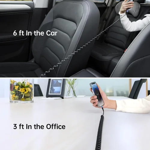 Miniatura 7 de Cable de carga para iPhone para automóvil de 3 pies, paquete de 2 cables Lightning enrollados, [certificado Apple MFi] cable de carga retráctil