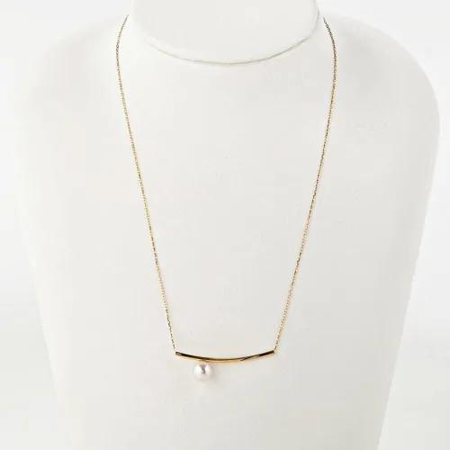 Miniatura 3 de Collar con colgante de perlas cultivadas Akoya japonés de 0.276 in para mujer con oro amarillo de 18 quilates Diseño elegante excelente regalo