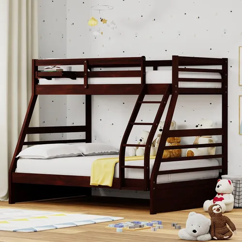 Miniatura 12 de Glenwillow Home Litera Plana de madera maciza individual sobre cama matrimonial, color espresso