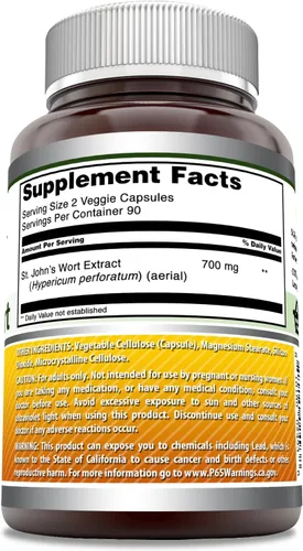Miniatura 2 de Amazing Formulas - Suplemento de hierba de San Juan (extracto de Hypericum Perforatum) 700 mg por porción, cápsulas vegetarianas, sin gluten, sin