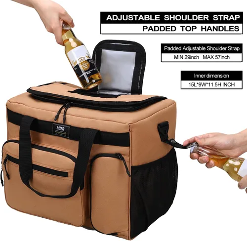 Miniatura 2 de MIER Bolsa enfriadora suave extra grande de 30 litros con abridor de botellas para camping, playa, barbacoa, comestibles, golf, a prueba de fugas