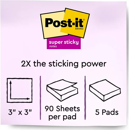 Miniatura 2 de Notas superadhesivas de Post-it, 3x3pulgadas, Amarillo eléctrico