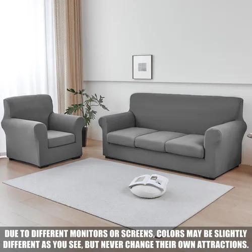 Miniatura 8 de JQinHome Funda elástica para sofá de 2 piezas Fundas para sofá, funda para sillón con funda de cojín separada para silla, protector de muebles