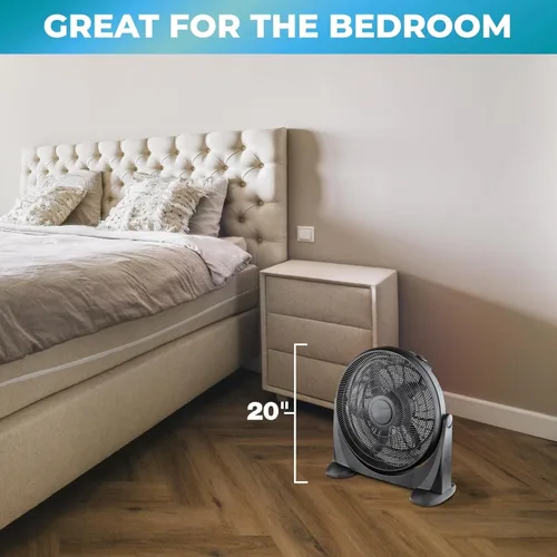 Miniatura 4 de EZ-CHILL Ventilador de piso de alta velocidad de 20 pulgadas con inclinación ajustable de 180 grados, 3 velocidades, ideal para el hogar, dormitorio