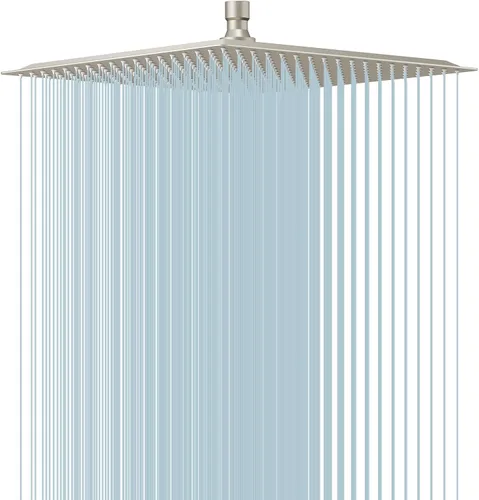 BESy Cabezal de ducha de lluvia de 16 pulgadas, cabezal de ducha cuadrado de 16 pulgadas y acero inoxidable de alta presión, ultra fino de 1/16
