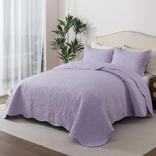 Miniatura 85 de HoneiLife - Juego de colcha de tamaño Queen, juego de ropa de cama de pana bordada de 3 piezas, colcha de lujo, ligera, cálida, para todas las Pana