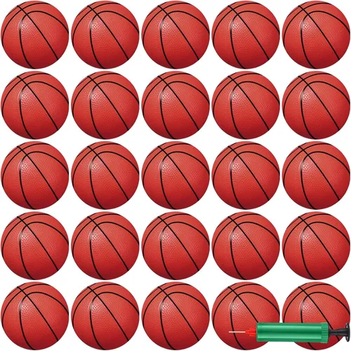 Leitee Juego de 30 mini pelotas de baloncesto de 6 pulgadas con bomba de inflador, juego de baloncesto al aire libre para niños pequeños, repuesto