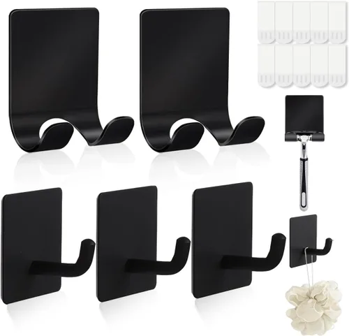 Miniatura 7 de 20 ganchos para toallas con tiras extraíbles para colgar, adhesivo de pared resistente, al aire libre sin daños, gancho adhesivo para baños, ducha