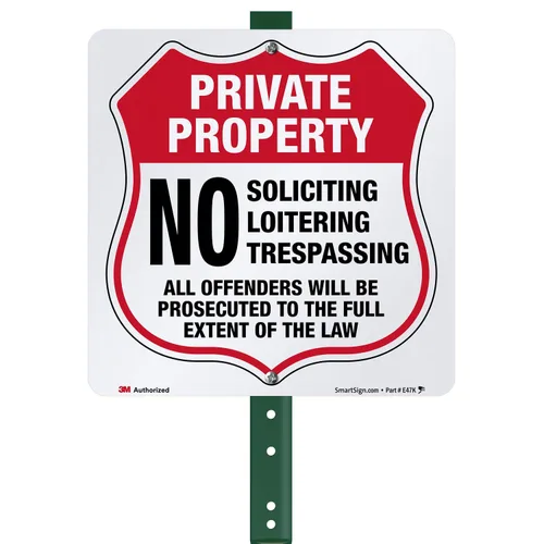 SmartSign 10" x 10" "Propiedad Privada No Solicitar No Merodear No Traspaso" Cartel de Patio con Estaca de 3 pies, Aluminio de 40 mil con Laminado