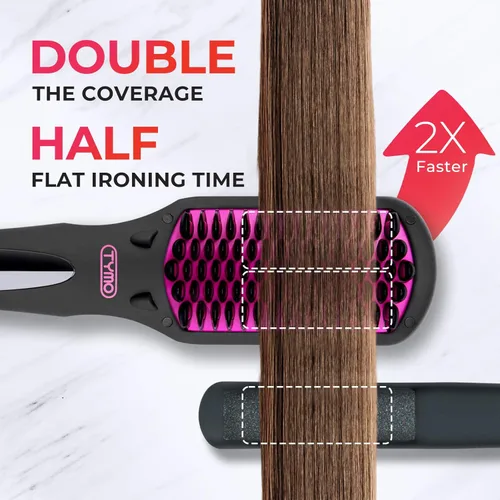 Miniatura 2 de TYMO Cepillo alisador de cabello iónico, alisador de cabello de un solo paso para mujeres, cepillo alisador con iones negativos, 16 ajustes