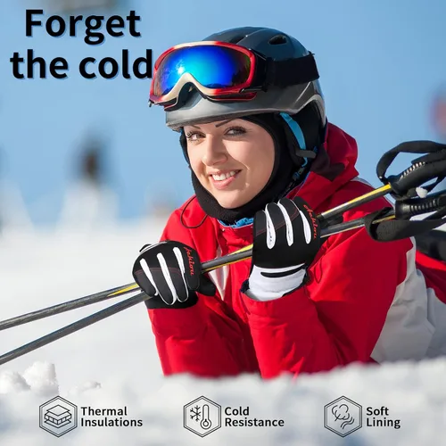Miniatura 2 de Achiou Guantes de esquí de nieve de invierno para hombres y mujeres, guantes de esquí impermeables cálidos para clima frío de -30 , guante
