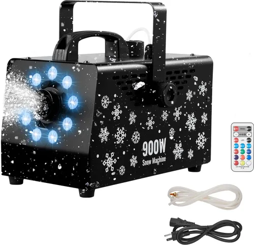 Miniatura 14 de VEVOR Máquina de nieve de 800 W con 9 luces LED RGB y control remoto, efecto de nieve de alto rendimiento para Navidad, Halloween, boda, fiestas