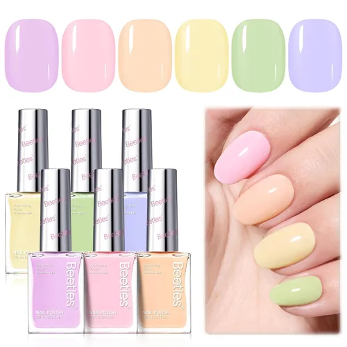 Miniatura 8 de Beetles - Juego de esmaltes de uñas pastel – Macaron Mood, juego de 6 colores de esmalte de uñas de secado rápido, arte de uñas, manicura de larga