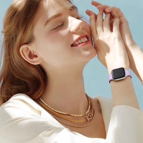 Miniatura 4 de Lerobo - Banda delgada compatible con Apple Watch Series 9, 8, 7, 6, 5, 4, 3, 2, 1 - Reemplazo de silicona impermeable para bandas de iWatch Violeta