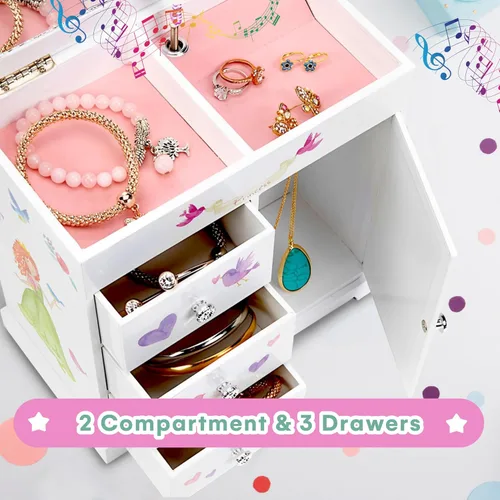 Miniatura 5 de JewelKeeper - Joyero de música vertical con 3 cajones