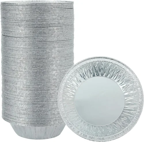Waytiffer Moldes para tartas (paquete de 100) de 5 pulgadas desechables de papel de aluminio para hornear mini pasteles personales, lata de papel de
