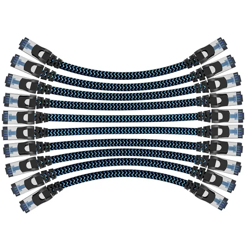 Miniatura 9 de Cable Ethernet Cat8 de 3 pies, paquete de 5 unidades, alta velocidad 40Gbps 2000MHz, trenzado, azul, compatible con enrutador, módem, laptop, PC