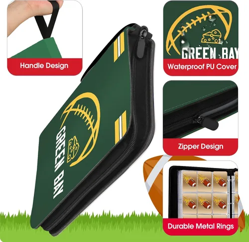Miniatura 2 de Carpeta de tarjetas de fútbol con fundas 400 bolsillos, soporte para tarjetas de fútbol de Dallas para tarjetas de colección, carpeta con 3 anillas