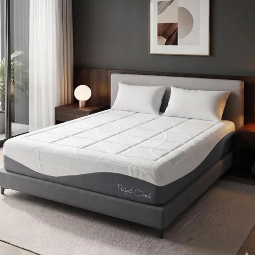 Miniatura 12 de Colchón de espuma de memoria Gel-Max UltraPlush de 10 pulgadas, diseño chulo, de Perfect Cloud, Memory Foam, Blanco, gris