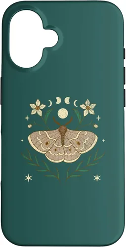Cottagecore Moth & Moon Phases, Goth Witch, Pagan Wiccan - Carcasa para iPhone 16
