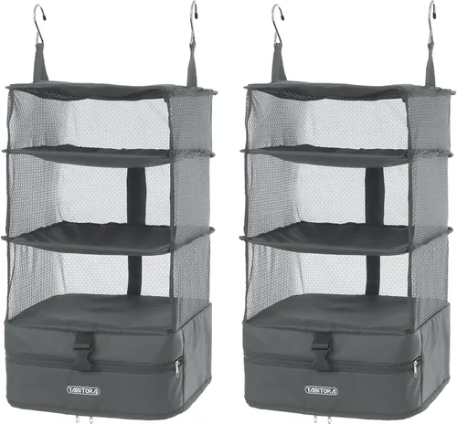 Miniatura 42 de TABITORA - Estantería portátil y plegable de gran capacidad con ganchos para colgar, ideal como almacenamiento para viajes