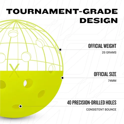 Miniatura 6 de Franklin Sports X-40 pelotas de Pickleball al aire libre - Bola oficial del Pickleball de EE. UU., APP Tour + US Open - Tamaño reglamentario