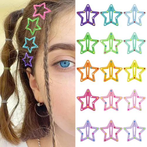 Miniatura 24 de Pinzas para el cabello Y2K de la década de 2000, pasadores de pelo antideslizantes, accesorios para el cabello de estrella plateadas, pinzas